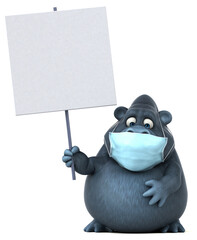 Fun 3D cartoon gorilla with a mask