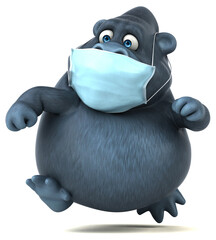 Fun 3D cartoon gorilla with a mask