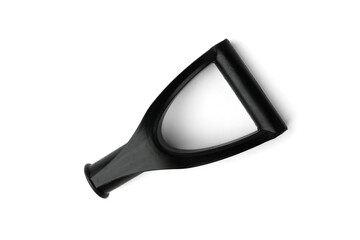 Black handle of snow shovel isolated on white background.