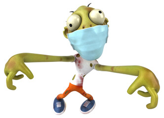 Fun 3D cartoon Zombie with a mask