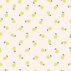 Vector seamless pear pattern. Background design for print, wrapping paper, packaging, fabric, textile, fruit shops. Fruit background