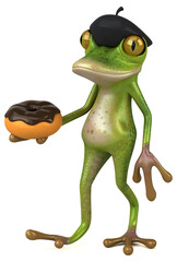 Fototapeta na wymiar Fun french frog - 3D Illustration