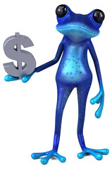 Fun blue frog - 3D Illustration
