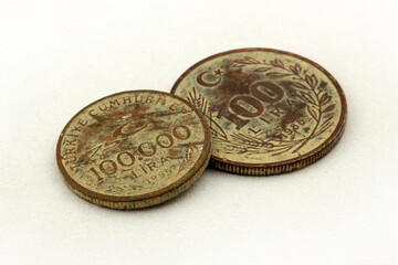 Old Turkish coin. Money collection.