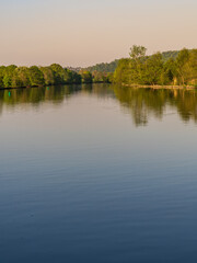 Springtime at the River Ruhr between Kettwig and Werden in Essen, North Rhine-Westphalia, Germany