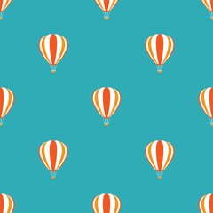 Fototapeta premium hot air baloons flying in the blue sky. Flat cartoon vector illustration.