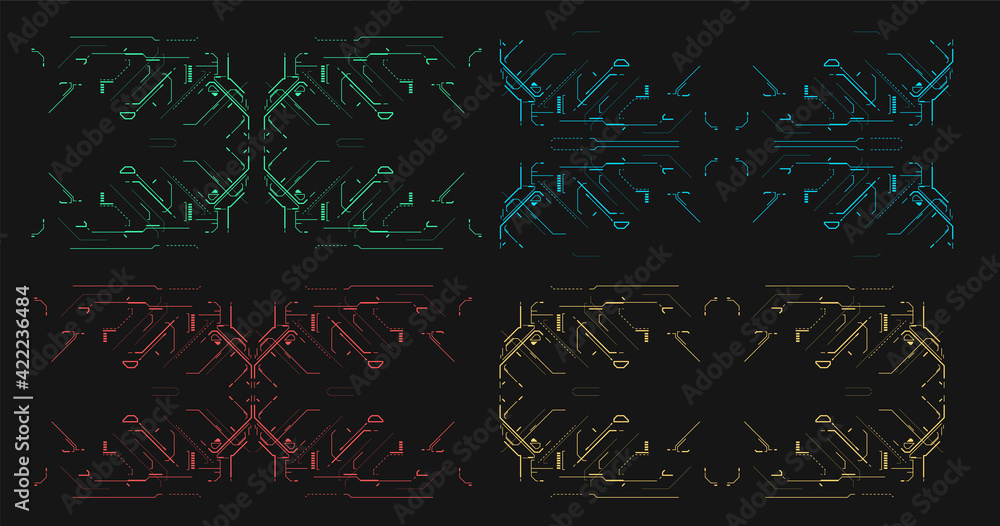 Poster abstract tech backgrounds set. futuristic abstract technology template. hud user interface. sci-fi c