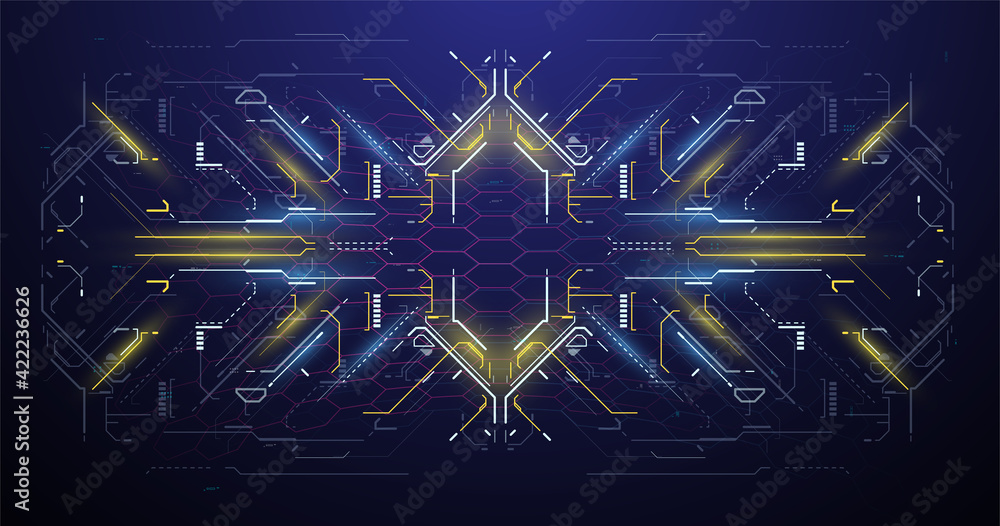 Aufkleber hud user interface. cyberpunk sky-fi illustration. futuristic vr display. sci-fi concept design. abs