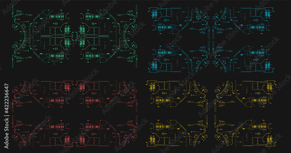 Poster set of sci-fi concepts. futuristic abstract technology template. high tech frame. cyberspace virtual