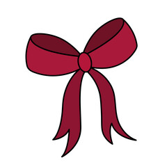 Decorative bow. Decoration for a gift, surprise, bouquet with ribbons. The ribbon is beautifully tied. Knot. Colored vector illustration. Valentines Day, birthday, wedding. Cartoon style. Romantic.