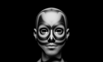 Concept of mistic mask or face. 3d illustration
