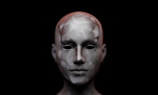 Concept of mistic mask or face. 3d illustration