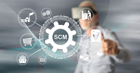 Man touching a scm concept