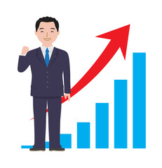 業績アップを喜ぶ男性の新入社員2