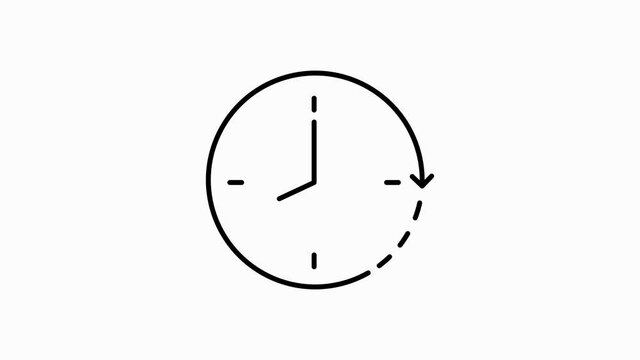Simple of time related motion gray line icon. Contains such Icons as timer, speed, alarm, restore, time management, calendar and more. Motion graphic.