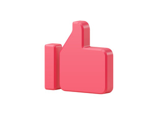 Red 3d like thumbs up vector icon