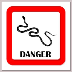 Snake warning sign. Danger. Poisonous snakes. Vector illustration