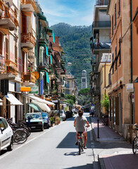 street in Mediterranean resort Sestri Levante, Liguria, Italy