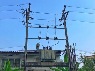 Transformer for the village Electric pole