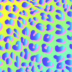 Vector illustration of leopard print in blue neon gradient shades