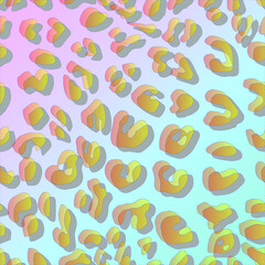 Vector illustration of transparent leopard print with light gradient neon colors