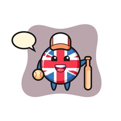 Cartoon character of united kingdom flag badge as a baseball player