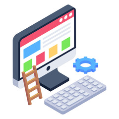 
User interface in trendy isometric style icon 

