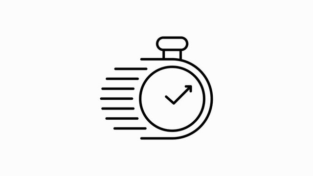Simple of time related motion gray line icon. Contains such Icons as timer, speed, alarm, restore, time management, calendar and more. Motion graphic.