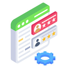 
Web page with stars denoting isometric icon of web ratings 

