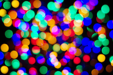 A lot of colorful blurred lights all colors of the rainbow