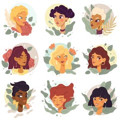 Female avatars portraits