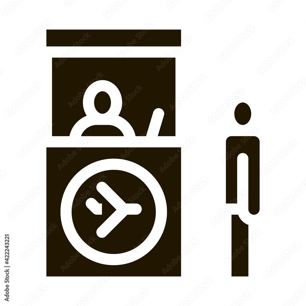 Poster passport and customs control icon vector