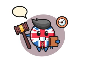 Mascot cartoon of united kingdom flag badge as a judge