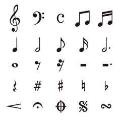 音符　音楽記号　アイコン　セット