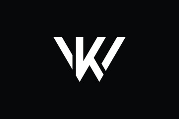 WK logo letter design on luxury background. KW logo monogram initials letter concept. WK icon logo design. KW elegant and Professional letter icon design on black background. W K KW WK - obrazy, fototapety, plakaty