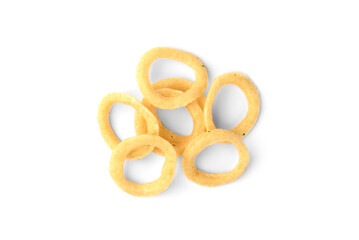 Onion rings isolated on white background.
