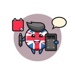 Illustration of united kingdom flag badge mascot as a graphic designer