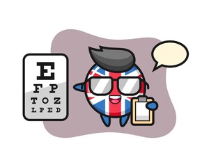 Illustration of united kingdom flag badge mascot as a ophthalmology