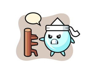 Naklejka premium milk drop cartoon illustration as a karate fighter