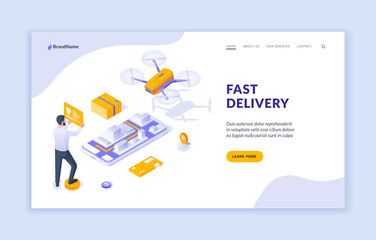 Vector banner for fast delivery service website