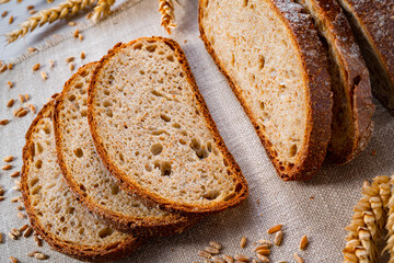 Delicious mixed rye bread, also called gray bread