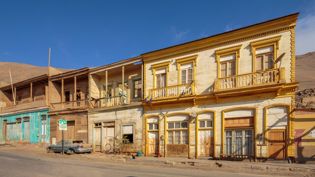 Street in the semi ghost town of Pisagua in northern Chile