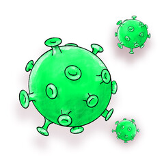 Vector influenza coronavirus, corvid 19, corona virus 2020 logo, illustration, asian flu. Realistic bacteria, microbe infection and blood, biology banner, concept bacillus, microorganism in closeup.