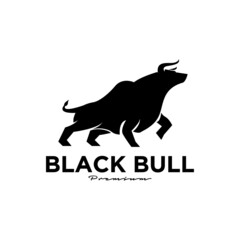 angry black bull vector logo icon design illustration isolate white background