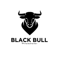 Bull head black logo icon design