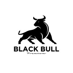 angry black bull vector logo icon design illustration isolate white background