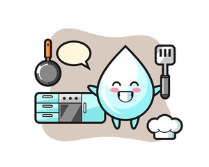 milk drop character illustration as a chef is cooking