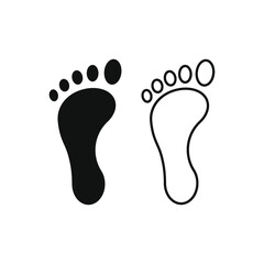 Fototapeta na wymiar Footprint vector icon. Bare human foot print symbol. Pace imprint sign. Barefoot step mark logo silhouette. 