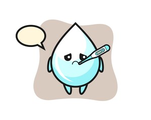 milk drop mascot character with fever condition