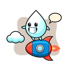 milk drop mascot character riding a rocket